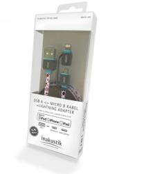 in-akustik USB Lightning + Micro USB + USB Type C Töltő/adatkábel Mintás 75cm 010421075 (010421075)
