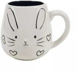 Gastro Nyuszis mintájú porcelán bögre, fekete-fehér, űrtartalom: 0, 45 liter