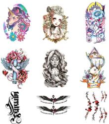 Dollcini Dollcini, ideiglenes tetováló matricák, 9 darabos készlet, 432011_HB_01_518, színes (432011_HB_01_518)