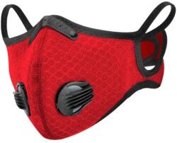 THK védőmaszk szénszűrővel, 2 szeleppel sportoláshoz, piros (2-valve-Rosie-1)