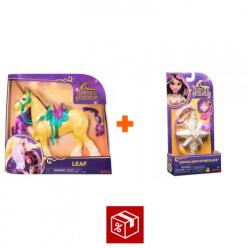 Academia Unicornilor Set avantajos: Academia Unicornilor unicornul pieptănat Leaf 28 cm + colier cu inel (AS_6067375_6072553) Figurina