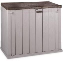 Toomax Stora Way Toomax kerti tárolószekrény, 129.5x75.5 cm, magasság 111 cm, 842 literes űrtartalom, UV-álló műanyag, világosszürke/barna