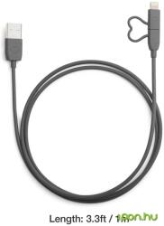 GGMM USB Lightning és Micro USB Töltő/adatkábel Szürke 1m GGMM-AC-12 (GGMM-AC-12)