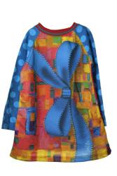 Rosalita hosszú ujjú, masni mintás lány ruha - 104 cm (107677)