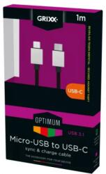Grixx USB 2.0 Type C Micro USB Átalakító Fekete 1m GROCACMUSBFBK01 (GROCACMUSBFBK01)