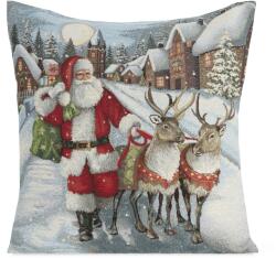 Eurofirany Karácsonyi párnahuzat Mikulás és rénszarvassal 45 x 45 cm Eurofirany szürke (456443)