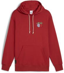 PUMA Puma, Logómintás kapucnis pulóver kenguruzsebbel, Sötétpiros, XL (624666-24-XL)