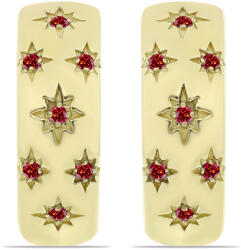  Arannyal Bevont Ezüst Fülbevaló - 0.11 Karátos Vörös Moissanite