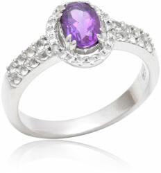  Ezüst Gyűrű Marokkói Ametiszttel és Fehér Topázzal, XMP137/54