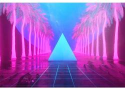 Palm Tree Pyramid Reflection Stars Poszter, 61x90cm, poster784, Többszínű (poster784-7777777777777786382)