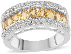  Ezüst Gyűrű Citrinnel és Fehér Topázzal, ROS346/54