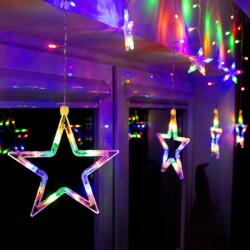 Home Styling 100 LED-es Elemes Csillag-jégcsap Kültéri-beltéri Fényfüggöny, Színes RGB, 200 cm Széles, 8 Világítási móddal