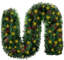  Iso Trade 50 LED-es Karácsonyi Prémium Elemes Girland, Tobozokkal, 2, 7 m, Meleg Fehér