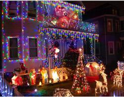 ProGarden 7, 8 m 240 LED-es Jégcsap Fényfüzér, Hybrid Tölthető-napelemes, Színes RGB, 13 Világítási mód, Időzíthető, Távvezérlős