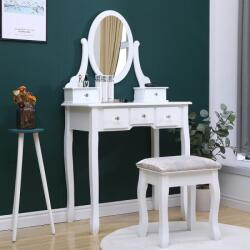 ProCart 140x80x40 cm-es toalettasztal szett, tükörrel és székekkel, 5 fiókkal (ALBC-SD-04)