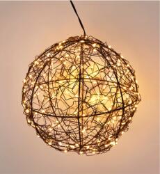 Home Styling Fémkeretes 200 Meleg Fehér LED-es Karácsonyi Időzíthető Gömb Dekor, 18 cm, IP44