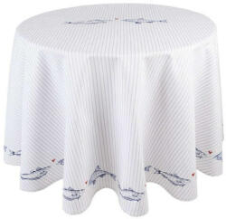 Clayre & Eef CLEEF Kerek Asztalterítő - Nap, Tenger, Halak - 170cm