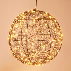 Home Styling Fémkeretes 300 Meleg Fehér Micro LED-es Karácsonyi Időzíthető Gömb Dekor, 25 cm, IP44