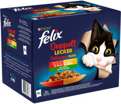 FELIX 48x85g Felix Fantastic duplán finom hús- & zöldségválogatás nedves macskatáp 38+10 ingyen
