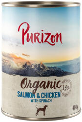 Purizon 12x400g Purizon Organic Lazac, csirke & spenót nedves kutyatáp