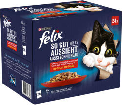 FELIX 48x85g Felix Fantastic aszpikban húsválogatás nedves macskatáp 38+10 ingyen