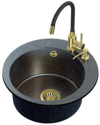 Steiner ART JAMES gold mosogató art gold kézi szifonnal, Naomi csappal és adagolóval