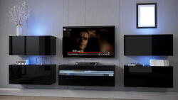 Prince concept patty nappali bútor magasfényű fekete (307cm)