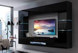 Prince Brandon Concept 62 nappali bútor szett magasfényű fekete (257cm) - kofurhomeshop