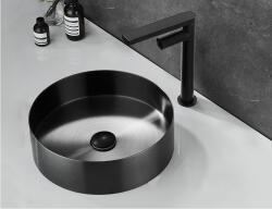 Stellman ROUND 40 kerek fekete acél mosdókagyló KLIKK DUGÓVAL