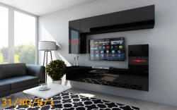 Prince Verde Concept 31 Nappali Bútor Szett Magasfényű Fekete (219cm)