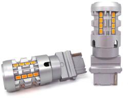 motoLEDy 2 Db LED Izzó 3156 P27W 12-24V Hiba Nélkül Narancssárga 100% CAN