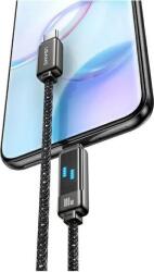 USAMS METEOR adatkábel (Type-C - Type-C, 100W, PD gyorstöltő, 120cm, cipőfűző, LED kijelző) FEKETE (SJ744USB01) ( )