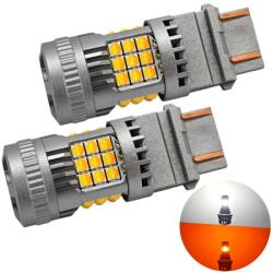 motoLEDy 2 Db P27/7W LED Izzó 3157 12-24V Hibátlan Fehér-narancs Színben