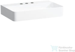 Laufen Val SaphirKeramik 65x42 cm-es mosdó 3 csaplyukkal, túlfolyó nélkül, LCC Active bevonattal, fehér H810284A001581 (H810284A001581)