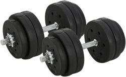 HOMCOM 2 db-os súlyzókészlet, 30 kg össztömeggel, 12 acél és műanyag tárcsával fekete