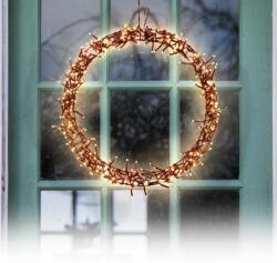 Home Styling Karácsonyi-adventi 400 Extra Meleg Fehér LED-es Koszorú Ajtódísz, 48 cm, IP44 Hálózati Adapteres, 8 Féle Fényjátékkal