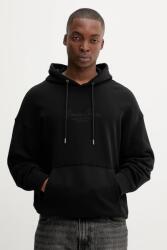 Guess Jeans pamut melegítőfelső fekete, sima, kapucnis, M5YQ16 KCPR1 - fekete L