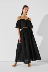 Karl Lagerfeld pamut szoknya fekete, maxi, harang alakú, A2W46043 - fekete S