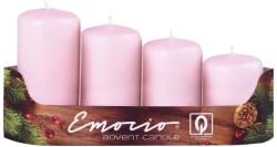  Emocio adventi gyertyák 4 db, 40 mm átmérőjű, rózsaszín gyertyák