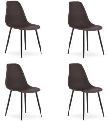  Set 4 scaune maro închis OSAKA cu picioare negre