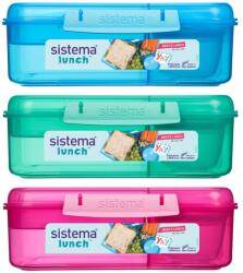 Sistema Osztott Ebéd Bento Snack Doboz Joghurtos Tárolóval és 2 Tálcával 1, 65 L, Vegyes Színek