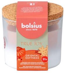 Bolsius illatgyertya üvegben parafa tetővel, 80x75mm, Igazi öröm, keleti puhaság