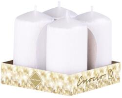  Emocio adventi henger 4 db 40x75 karcos gyöngyházfehér gyertya