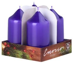  Emocio adventi henger 4 db 40x75 lakkozott lila gyertya