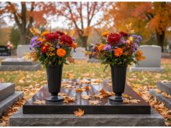 Madonna temetői műanyag váza 30 cm-es súllyal - fekete