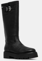 Karl Lagerfeld bőr csizma BURLY BIKER fekete, női, lapos talpú, KL43490W - fekete Női 35