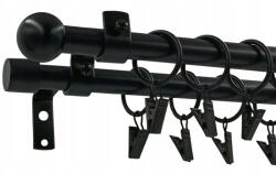 ESTAdeco Dupla Loft Függönykarnis Fekete Ø16+16mm Golyó 160cm (karnisz II LOFT fi16mm KULKA)