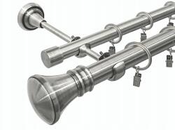 ESTAdeco Fém Kétsoros Függönyrúd Garnitúra 25 19 mm Ezüst Nikkel 180 cm Végválasztékkal (karnisz II 25mm MIX Nikiel)