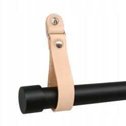 ESTAdeco Függönyrúd 25mm Fekete 160cm tartóval, Természetes Bőr 2 (karnisz czarny I 25mm skóra natural 2)