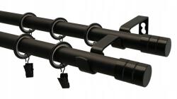 Imperia Deco Fém függönykarnis Loft Kettős 19 Végváltozatokkal Matt Fekete 200cm (KAR.MET. II/19+19/ 200cm Czarny Mat LOFT MIX)